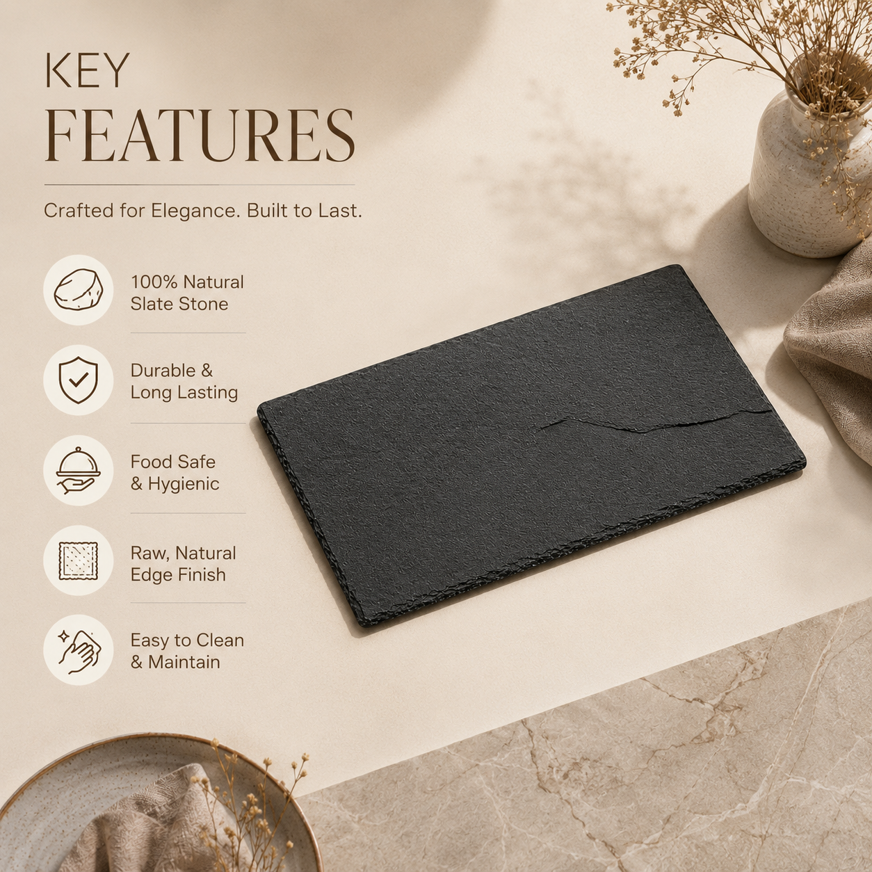 Noir Round Rectangle Serving Platter