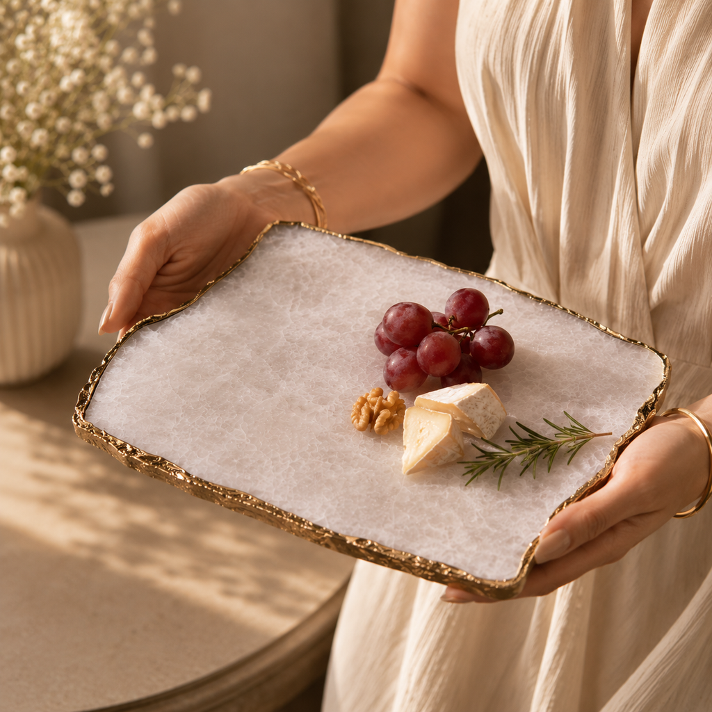 White Quartz Serving Platter