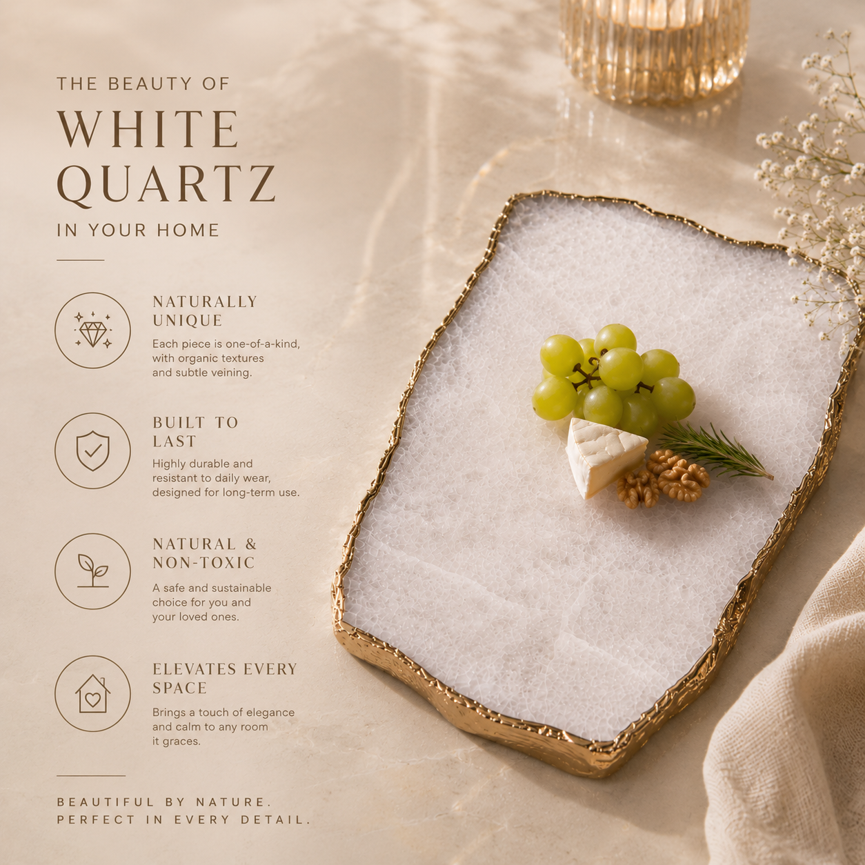 White Quartz Serving Platter