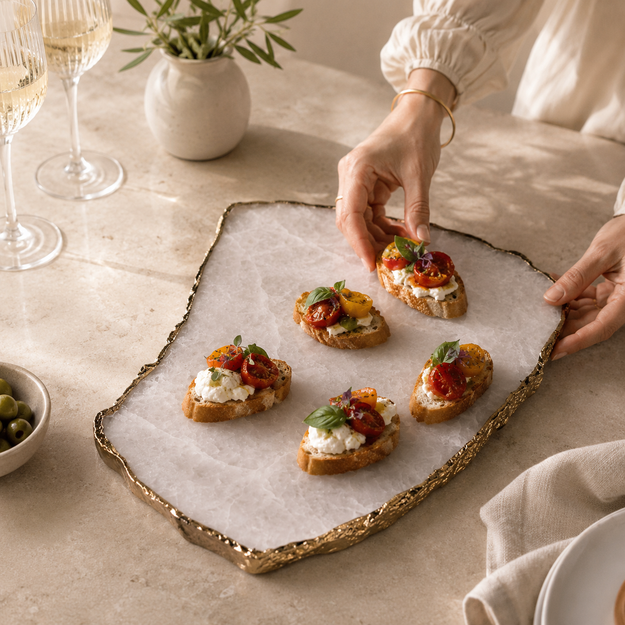 White Quartz Serving Platter