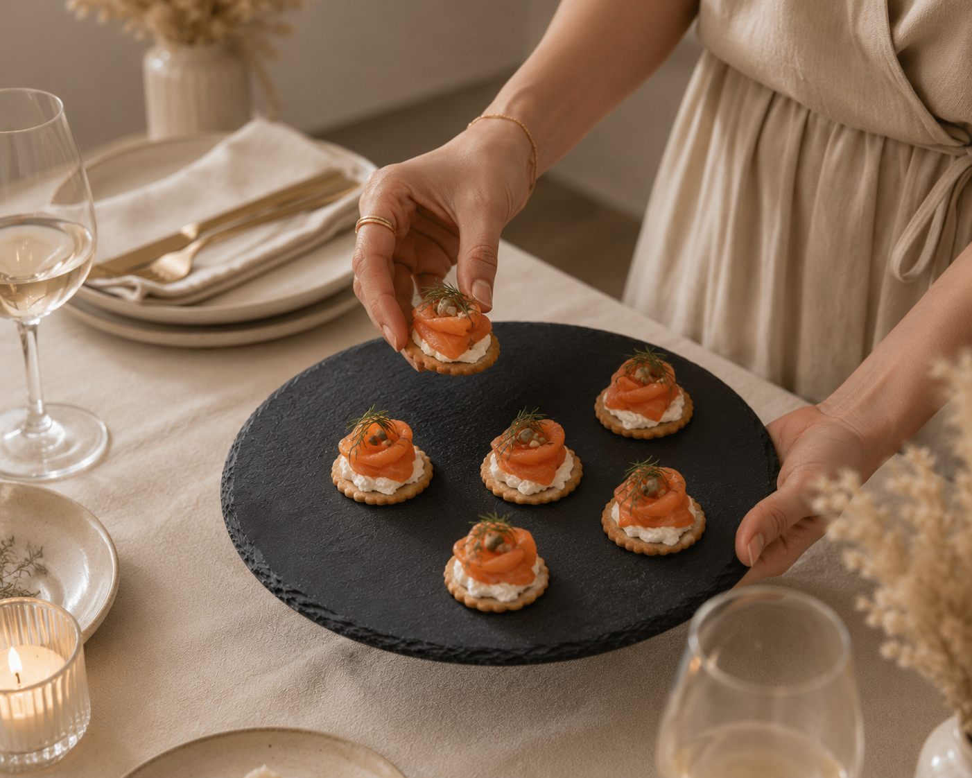 Noir Round Slate Serving Platter
