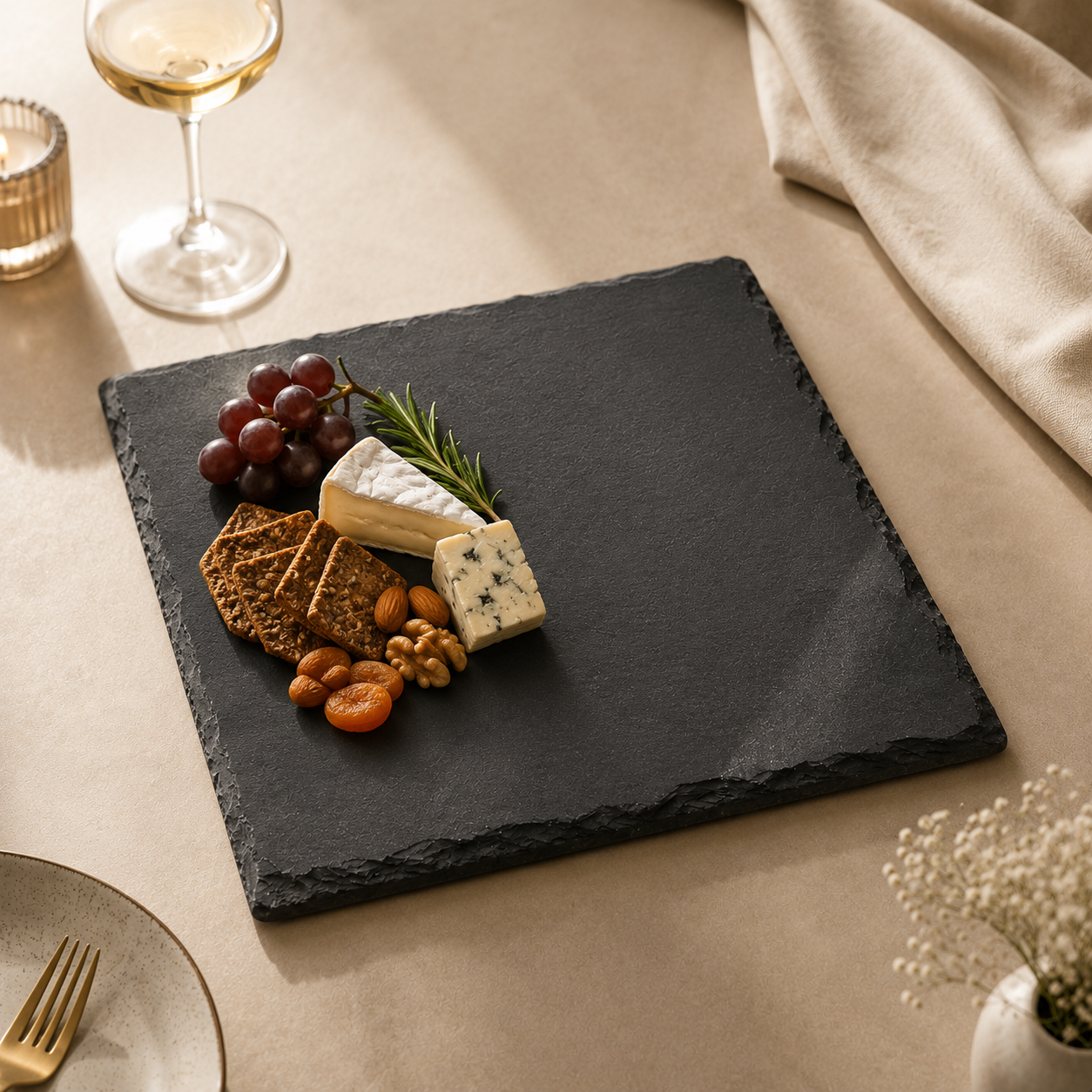Noir Round Square Serving Platter