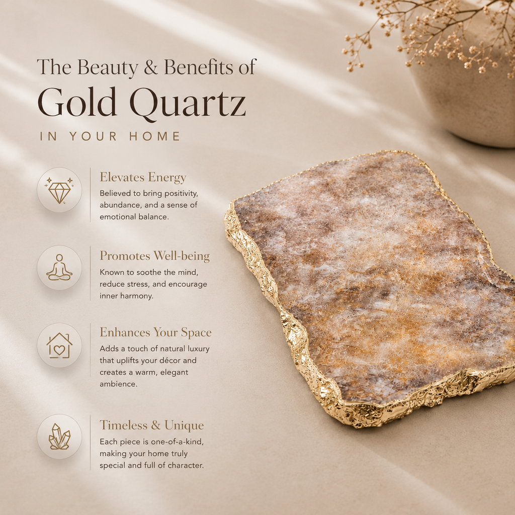Golden quartz serving platter