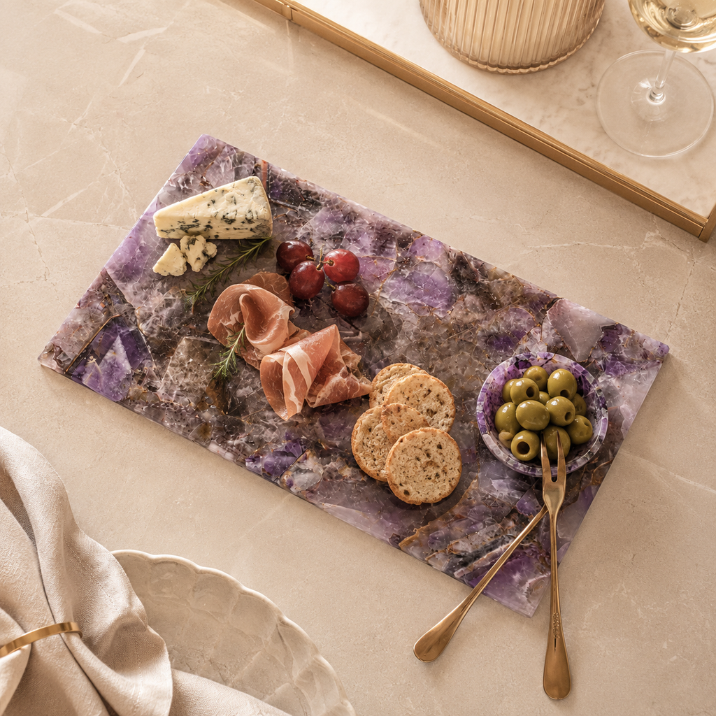 Amethyst Crystal Serving Platter