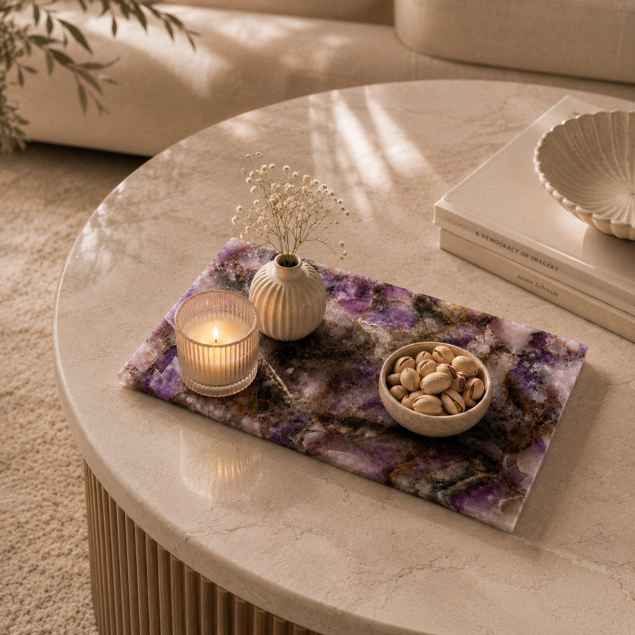 Amethyst Crystal Serving Platter