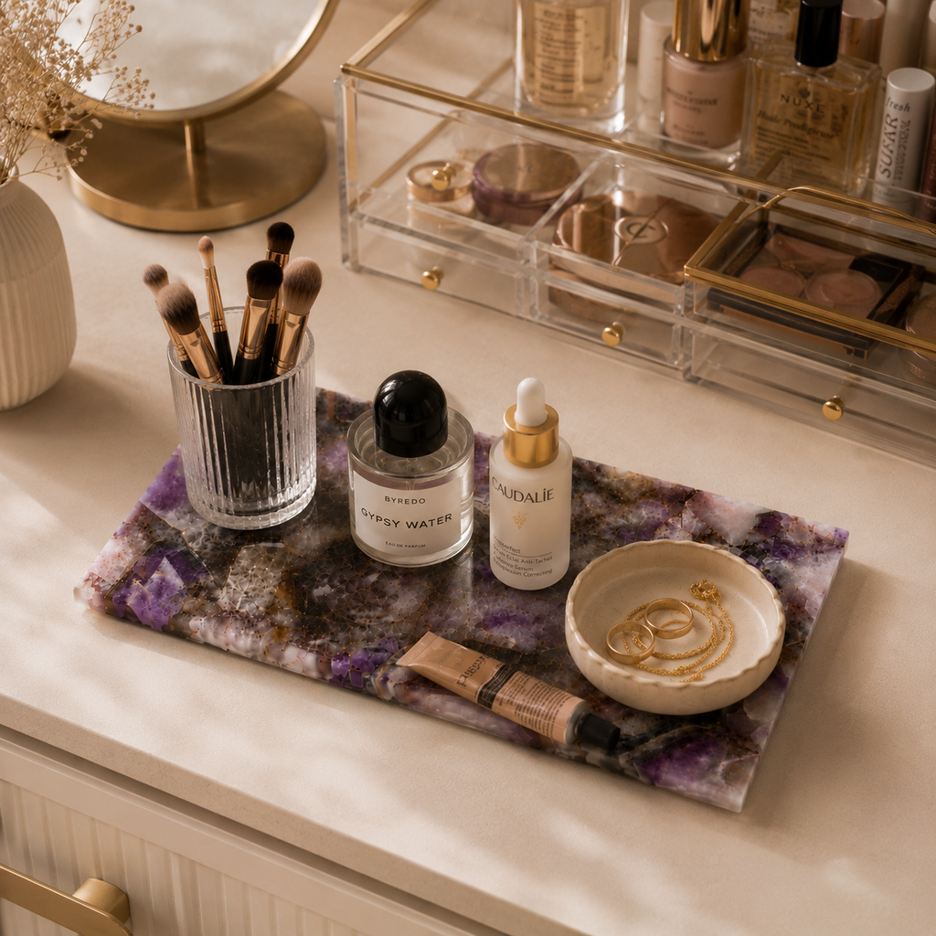 Amethyst Crystal Serving Platter