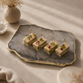 Smokey rose quartz platter with gold trims