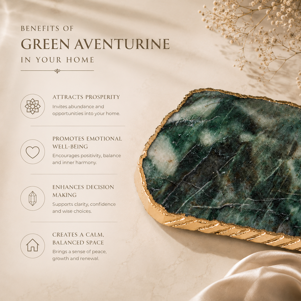 Green aventurine platter with gold trim / silver trims