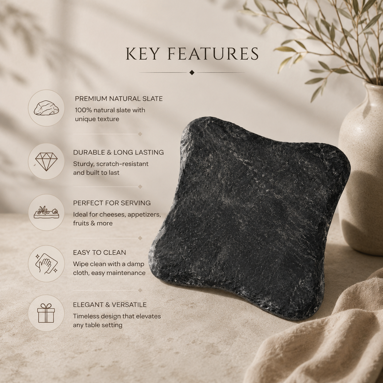 Slate cheeseboard quare- black