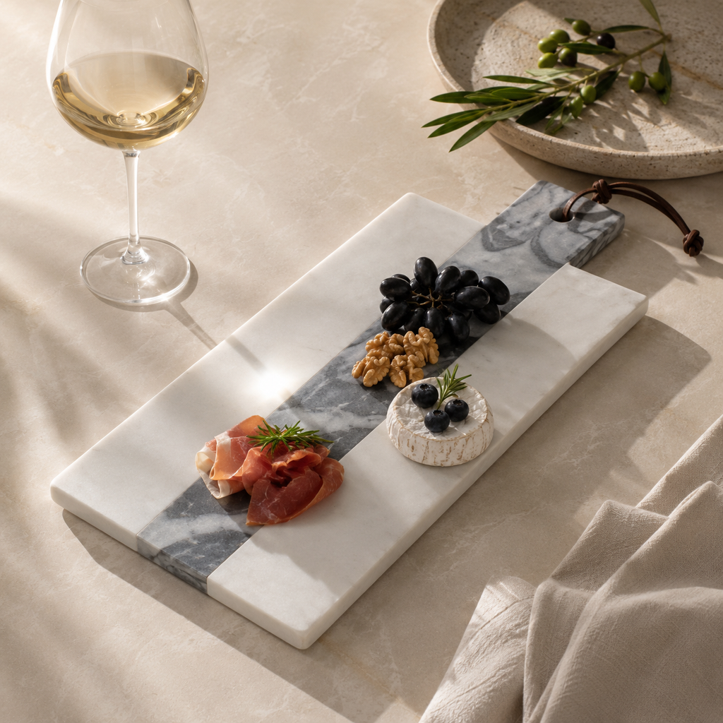 White & Grey marble platter - Rectangle