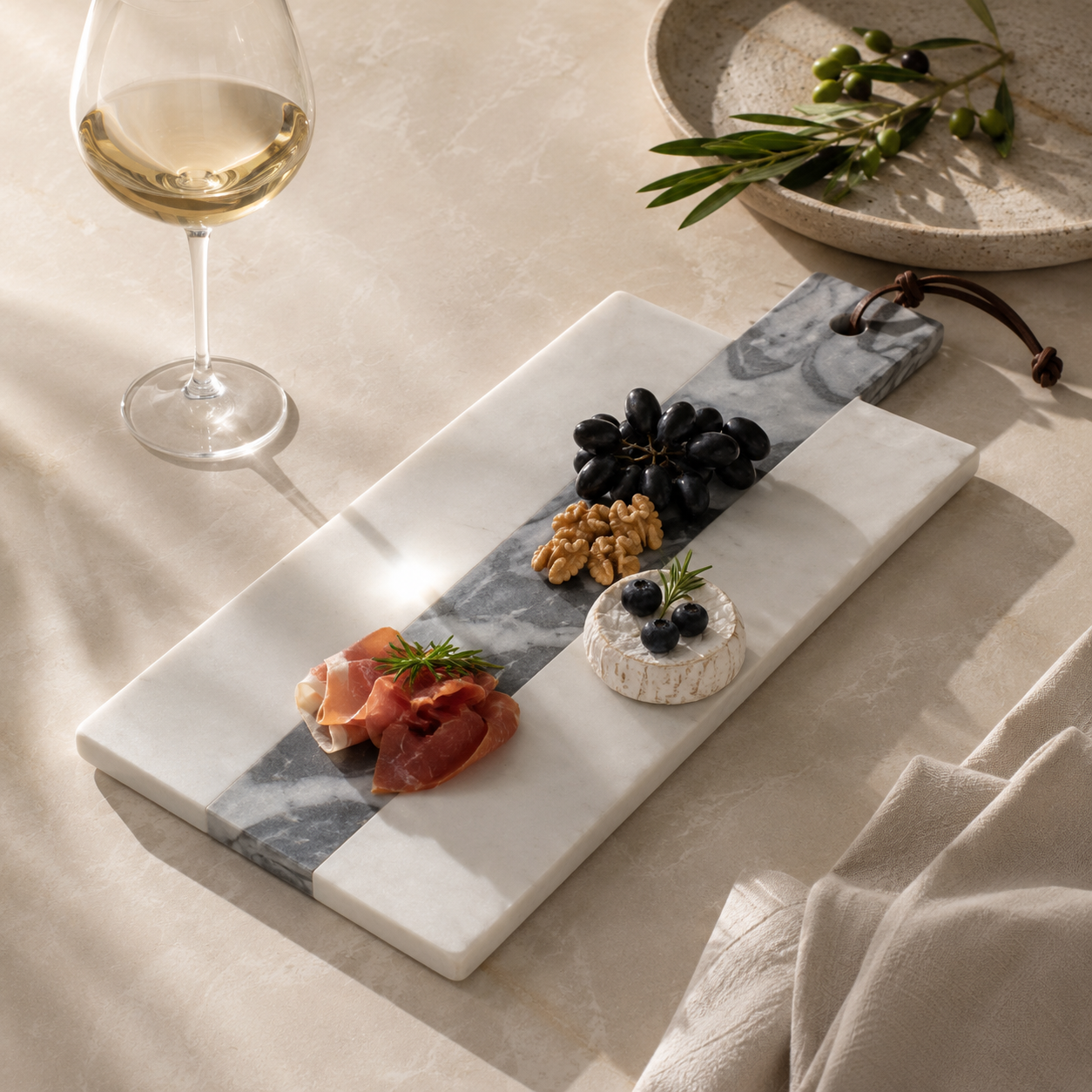 White & Grey marble platter - Rectangle