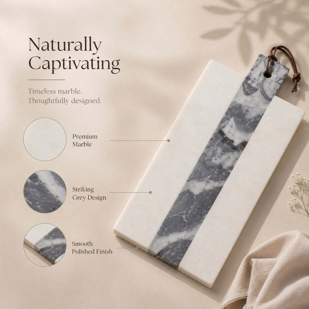 White & Grey marble platter - Rectangle