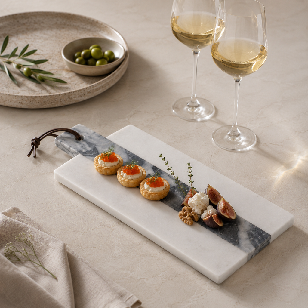 White & Grey marble platter - Rectangle