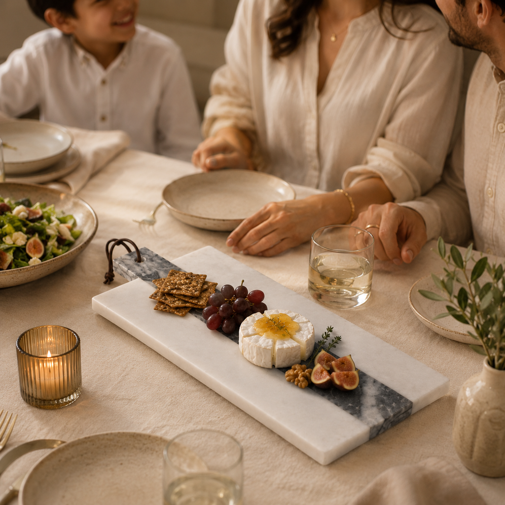 White & Grey marble platter - Rectangle