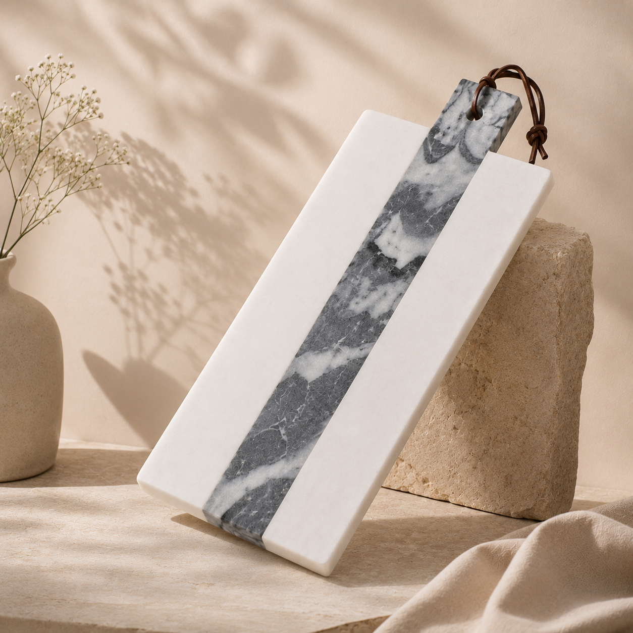 White & Grey marble platter - Rectangle