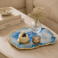 Blue agate platter with gold trims / silver trims