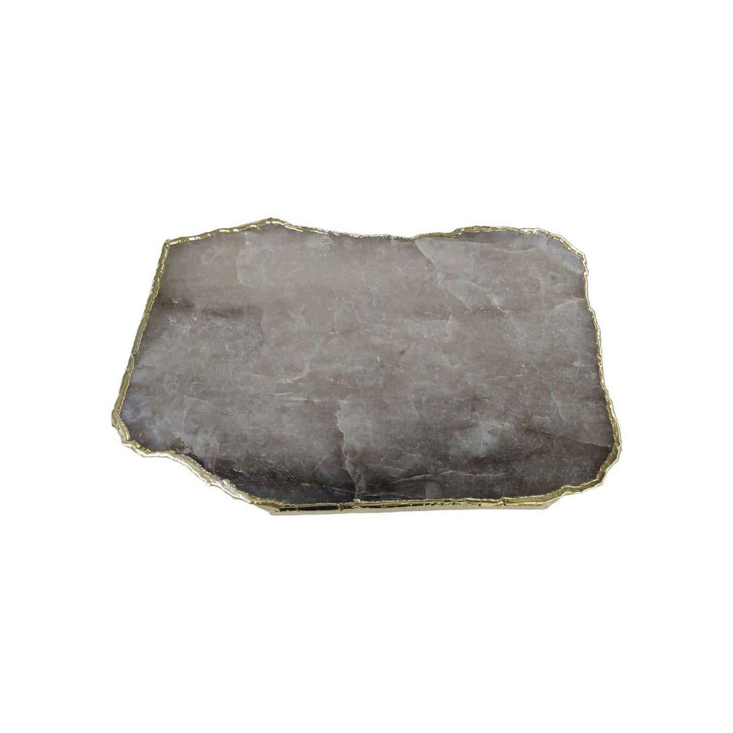 Smoky Quartz Cheese Board with Gold Trim