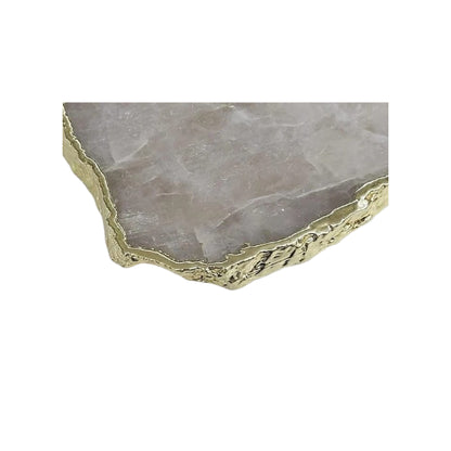 Smoky Quartz Cheese Board with Gold Trim