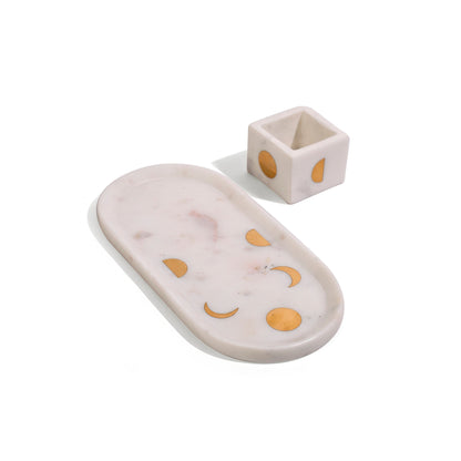 Marble Moon Serving Tray with Bowl