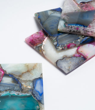 Pink Multi-Colour Agate Coasters