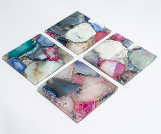 Pink Multi-Colour Agate Coasters