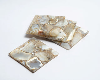 Brown Agate Coaster Set - Polished Edges