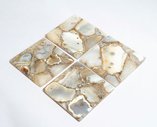 Brown Agate Coaster Set - Polished Edges