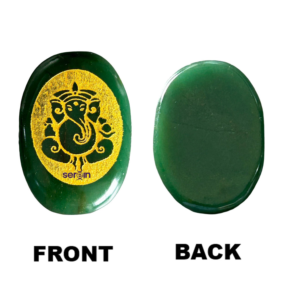 Green Jade Ganesha Zibu Coin for Wealth and Prosperity