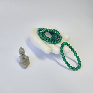Green Jade Elasticated Bead Bracelet