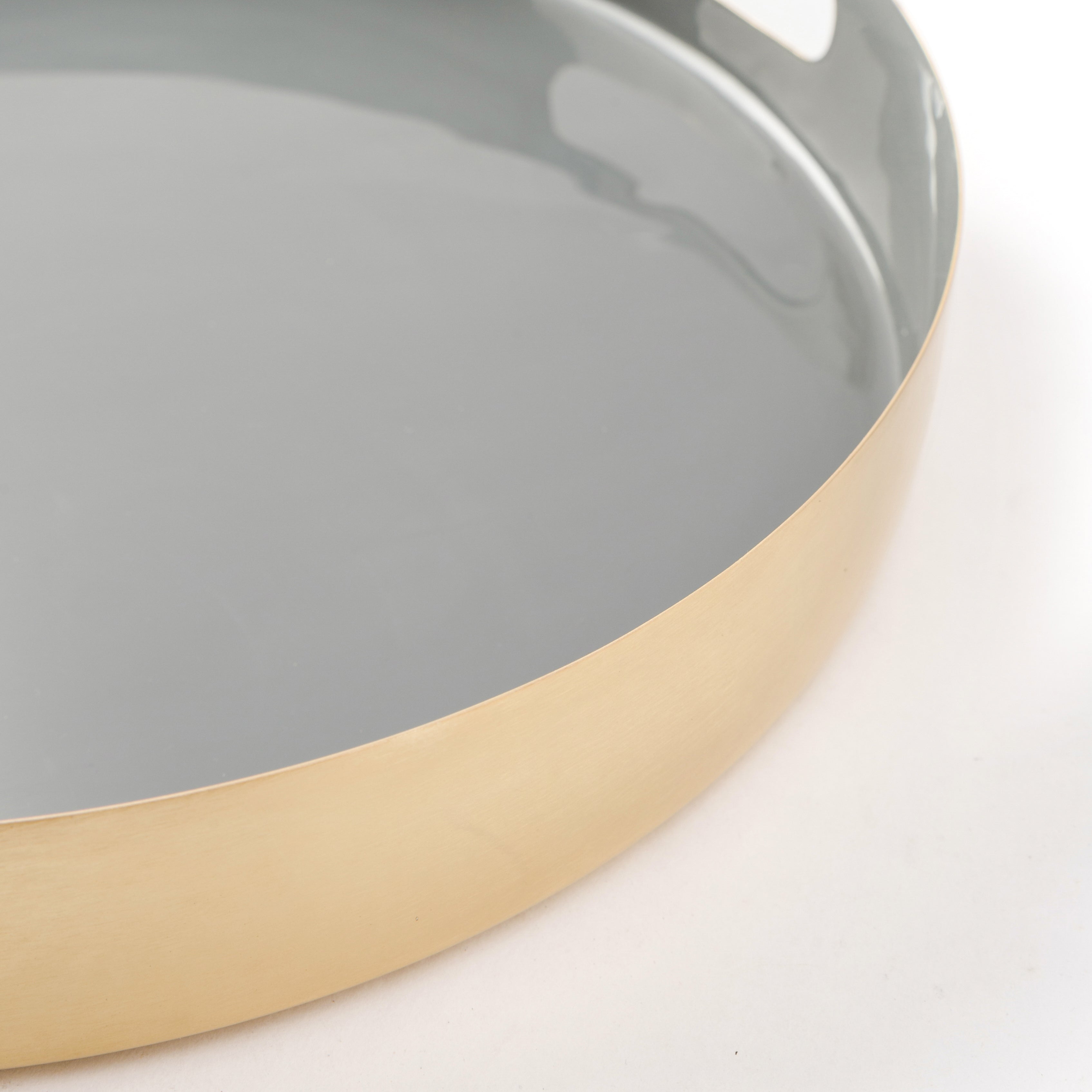 Enamel Metal Ottoman Serving Tray Gray