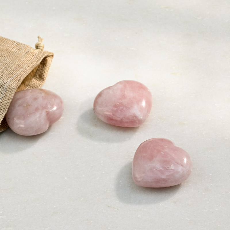 Heart-Shaped Rose Quartz Palm Stone