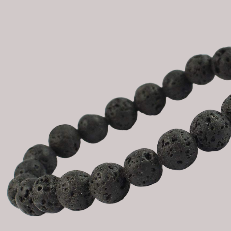 Buy Natural Lava Bracelet Crystal Stone 8mm Beads Bracelet Round Shape  (Color : Black) | Globally