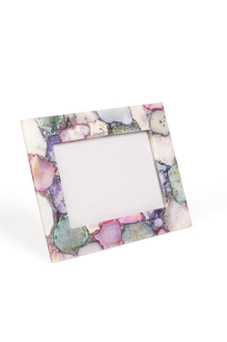 Multi Color Agate Photo Frame - Natural Stone Elegance for Cherished Memories