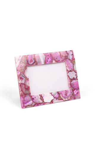Pink Agate Photo Frame - Natural Stone Elegance for Cherished Memories