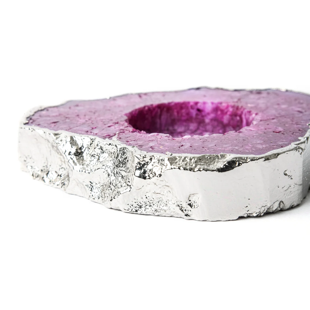 Pink Agate Tea Light Candle Holder