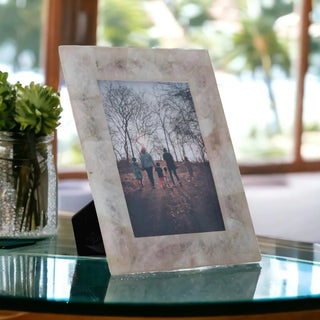 Rose Quartz Agate Photo Frame - Natural Stone Elegance For Cherished Memories