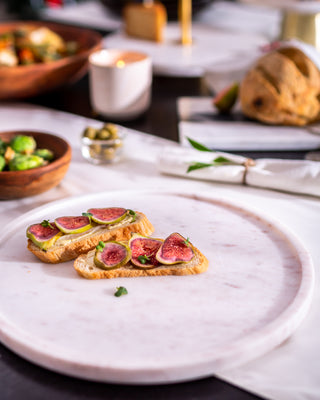 White Round Marble Platter Serving Board