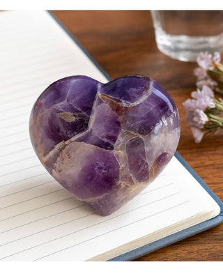 Amethyst Heart Palm Stone 2 Inch