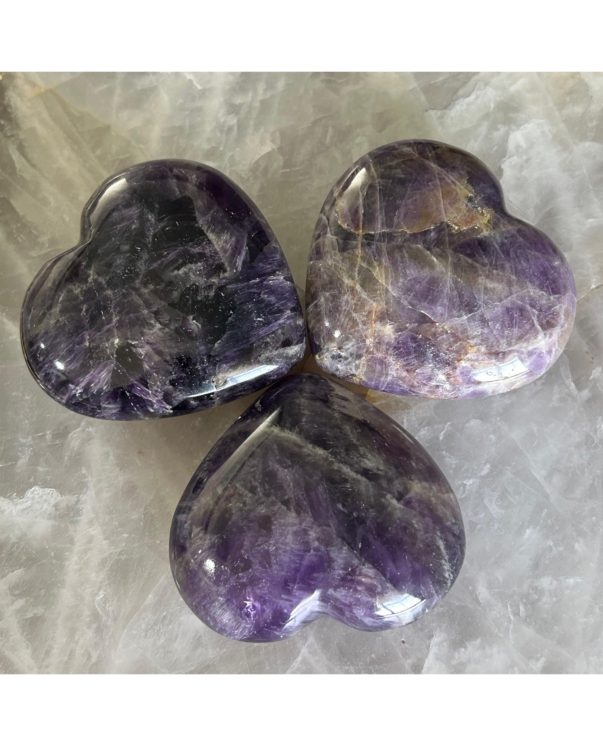 Amethyst Heart Palm Stone 2 Inch