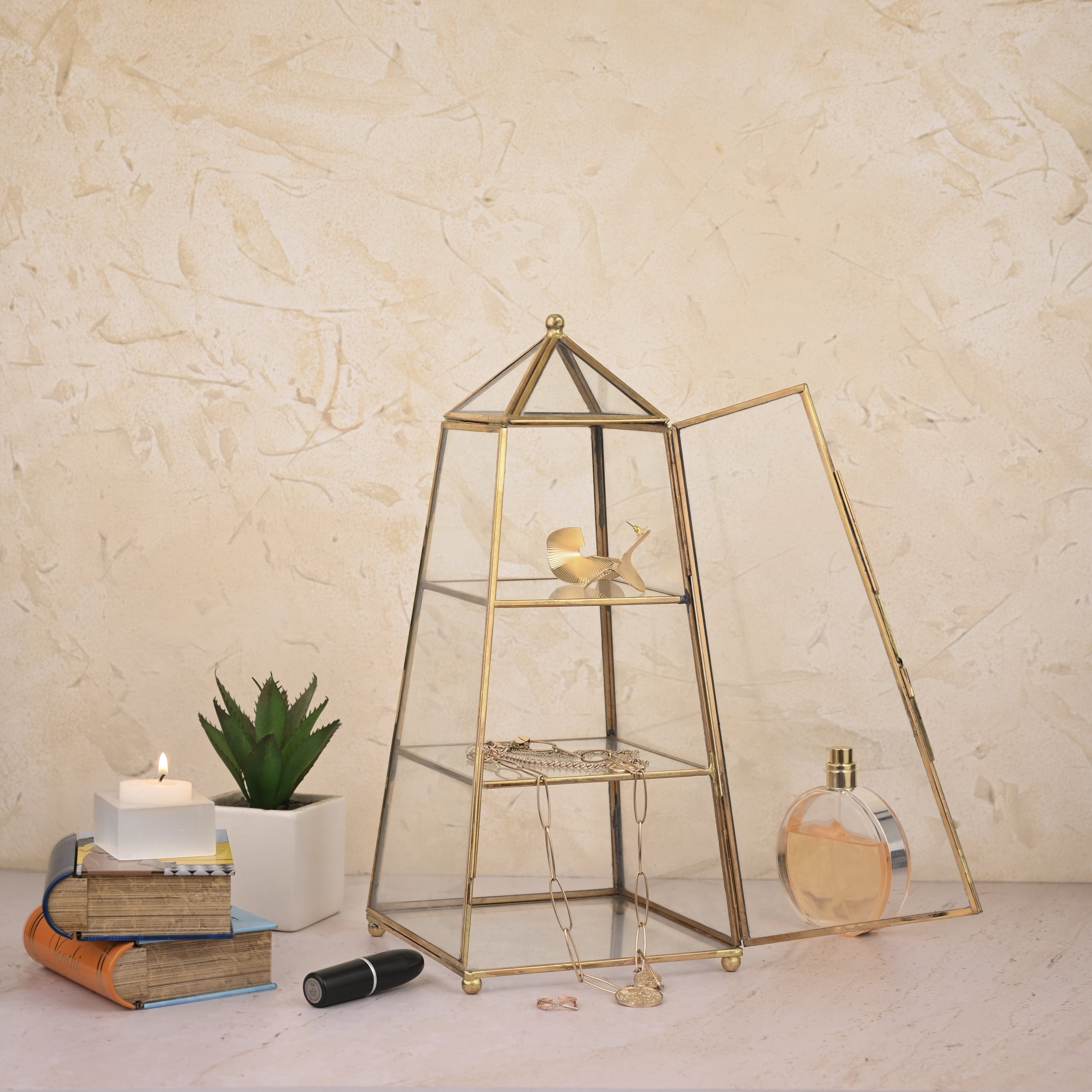 Vintage Glass Jewelry Stand Organizer