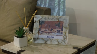 White Agate Photo Frame - Natural Stone Elegance for Cherished Memories