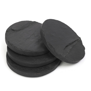Black Slate Round Coasters Set of 4