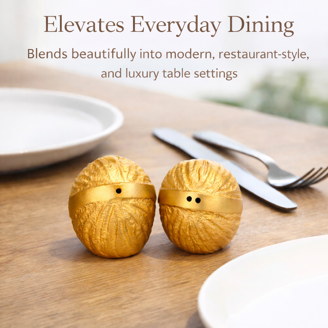 Gold Walnut Salt and Pepper Shaker - Set of 2