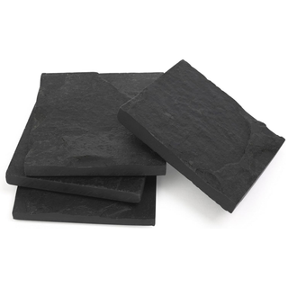 Black Slate Square Coasters Set of 4
