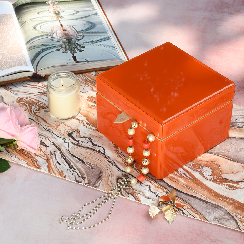 Orange Glass Jewellery Box