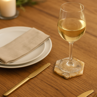 Brown Agate Hexagonal Coaster Set of 4