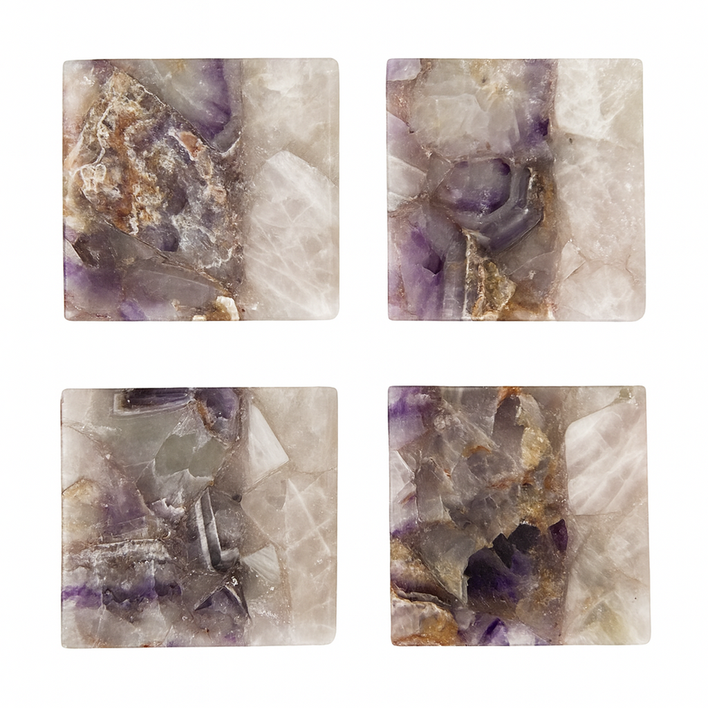 Amethyst with Rose Quartz Coaster Set
