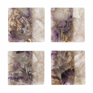 Amethyst with Rose Quartz Coaster Set