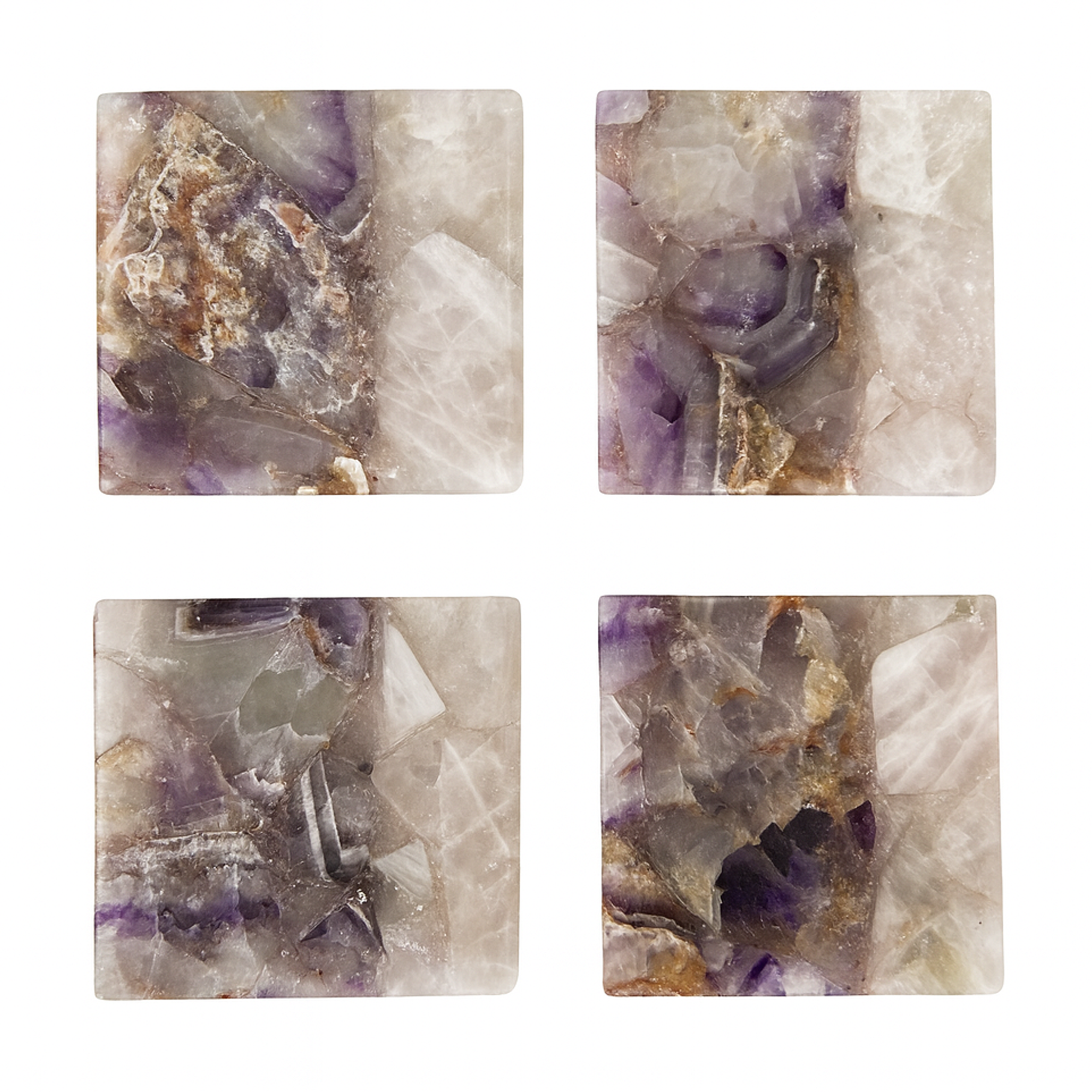 Amethyst with Rose Quartz Coaster Set