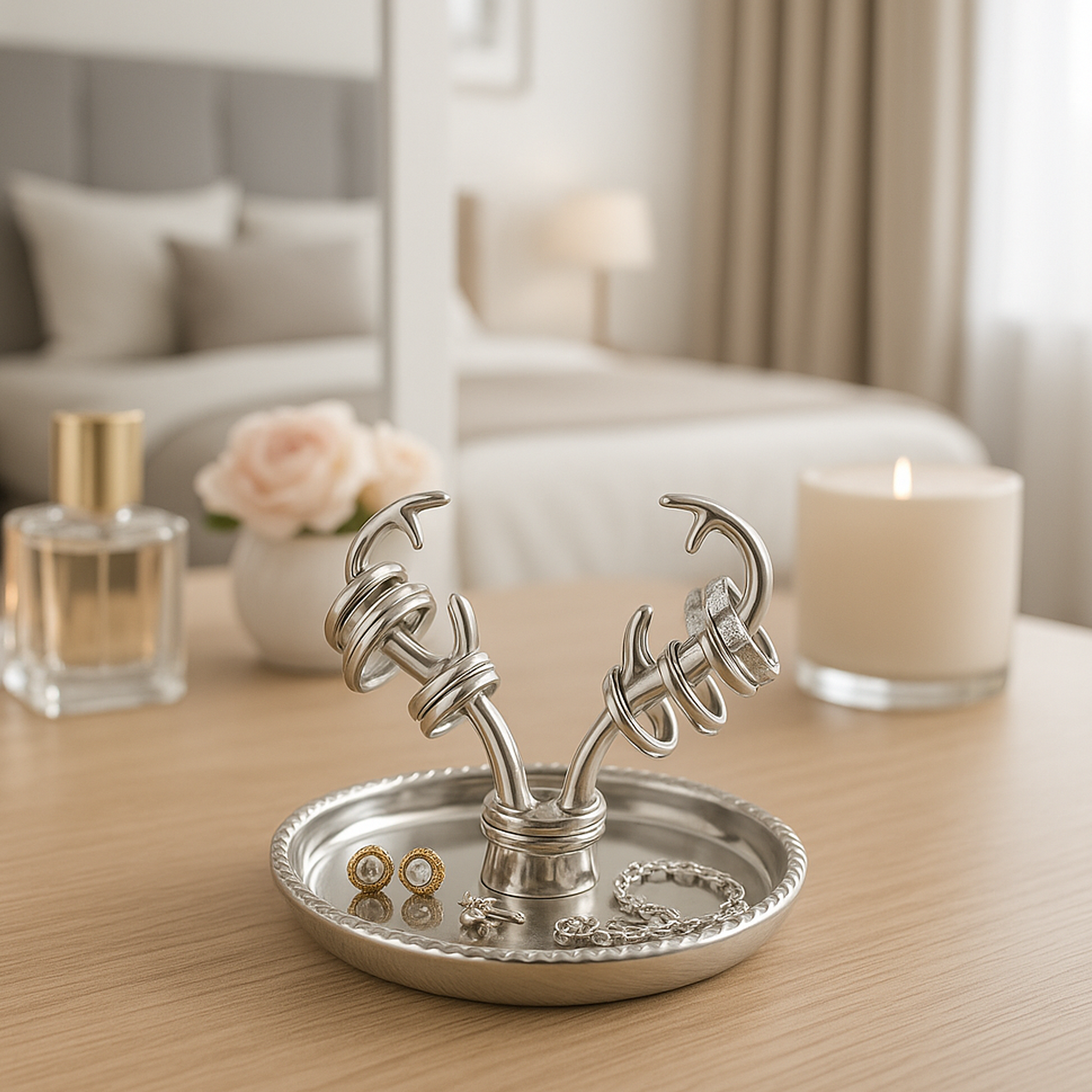 Silver Antler Ring Dish Holder